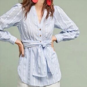 Building 18 Anthropologie Women's Light Blue Striped Top south seas size 6